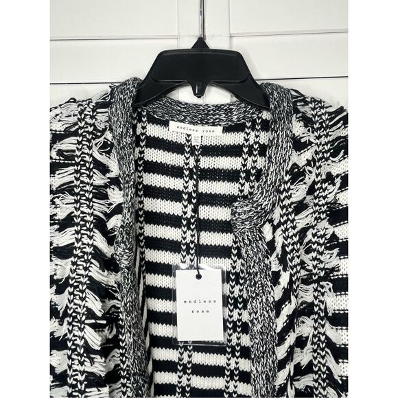 NWT Endless Rose Woven Cardigan Black White Size S/M - Picture 2 of 5